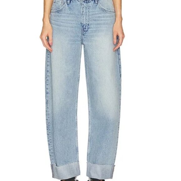 BNWT FRAME Women's long barrel raw cuff jeans size 28 rhode blue - Picture 8 of 14